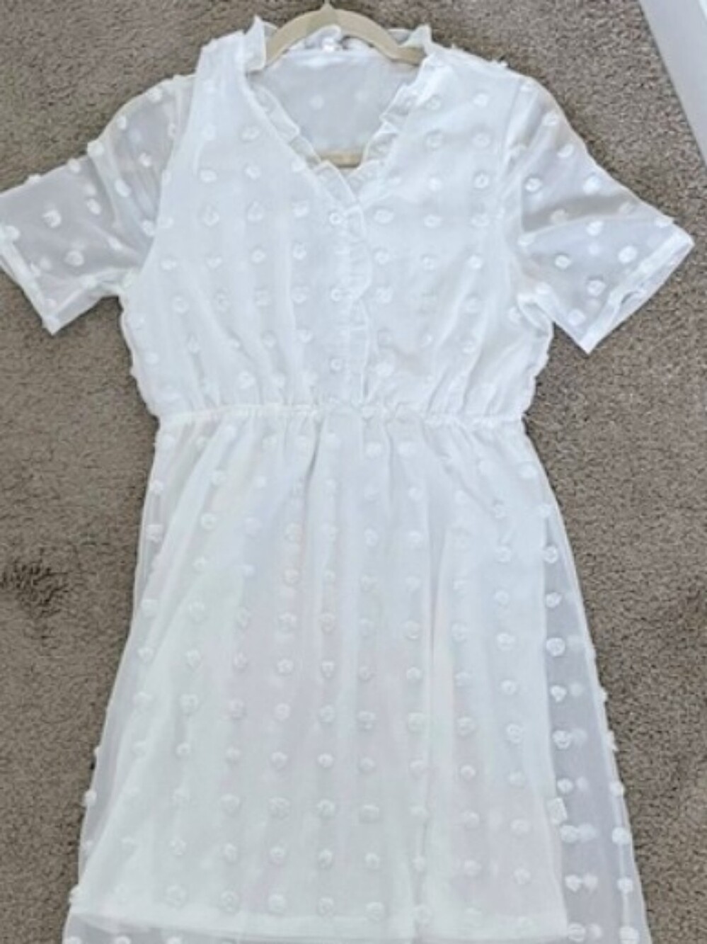 Sweet Salt White Swiss Dot Short Sleeve Dress. Sm. Perfect For Summer